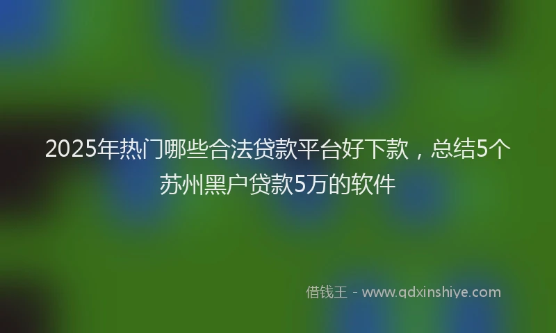 2025年热门哪些合法贷款平台好下款，总结5个苏州黑户贷款5万的软件