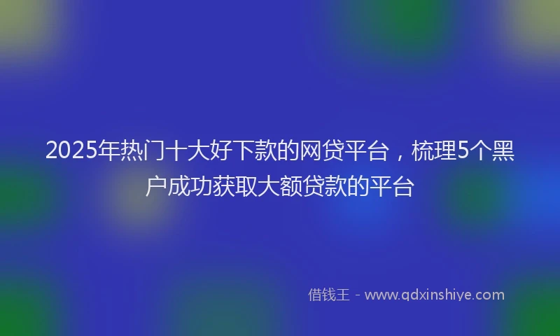2025年热门十大好下款的网贷平台，梳理5个黑户成功获取大额贷款的平台