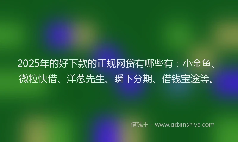 2025年的好下款的正规网贷有哪些有：小金鱼、微粒快借、洋葱先生、瞬下分期、借钱宝途等。