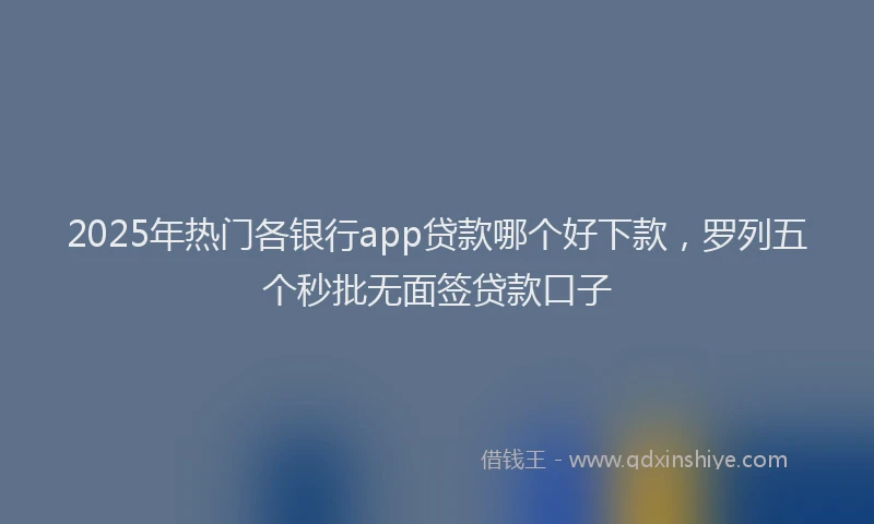 2025年热门各银行app贷款哪个好下款，罗列五个秒批无面签贷款口子