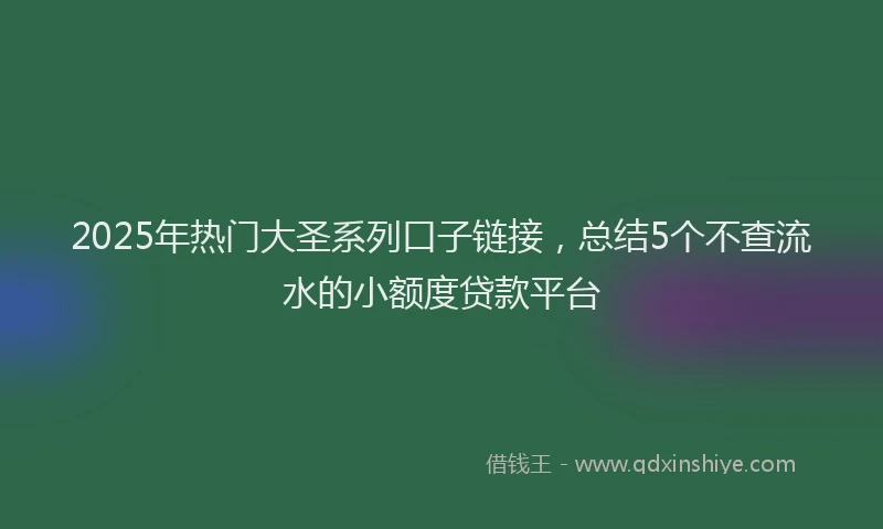 2025年热门大圣系列口子链接，总结5个不查流水的小额度贷款平台