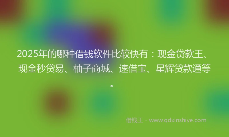 2025年的哪种借钱软件比较快有：现金贷款王、现金秒贷易、柚子商城、速借宝、星辉贷款通等。