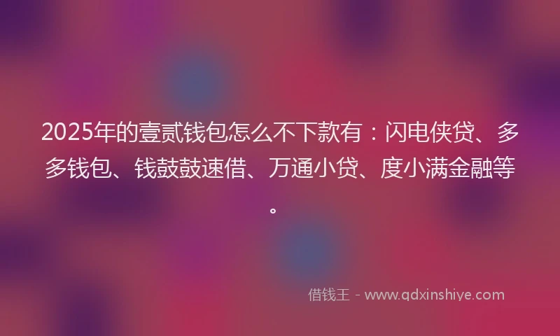 2025年的壹贰钱包怎么不下款有：闪电侠贷、多多钱包、钱鼓鼓速借、万通小贷、度小满金融等。
