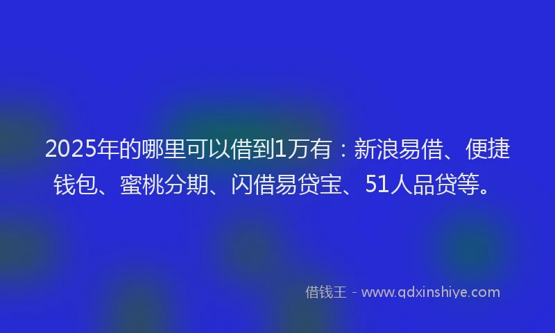 2025年的哪里可以借到1万有：新浪易借、便捷钱包、蜜桃分期、闪借易贷宝、51人品贷等。