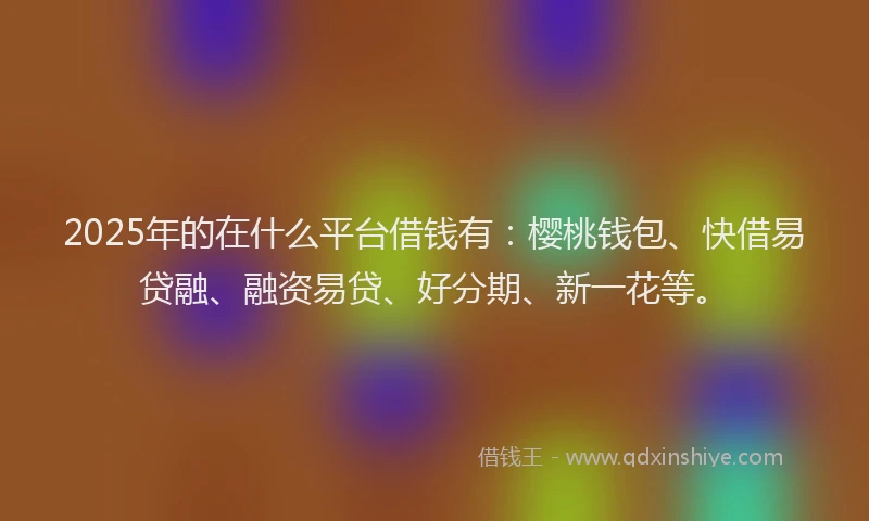 2025年的在什么平台借钱有：樱桃钱包、快借易贷融、融资易贷、好分期、新一花等。