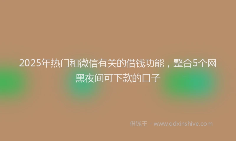2025年热门和微信有关的借钱功能，整合5个网黑夜间可下款的口子