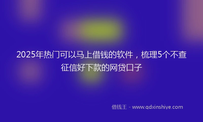 2025年热门可以马上借钱的软件，梳理5个不查征信好下款的网贷口子