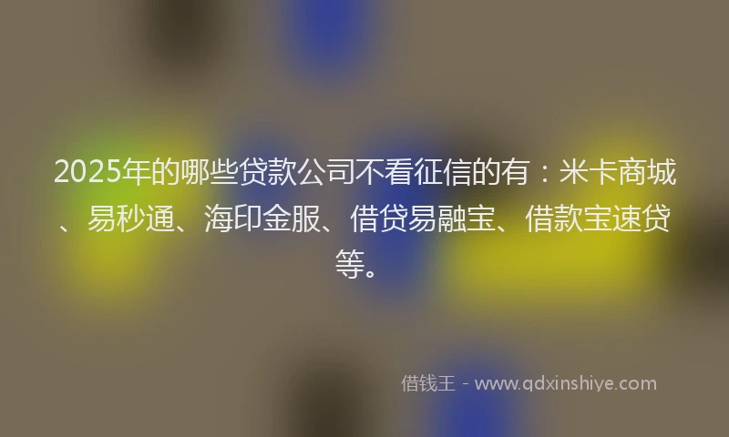 2025年的哪些贷款公司不看征信的有：米卡商城、易秒通、海印金服、借贷易融宝、借款宝速贷等。