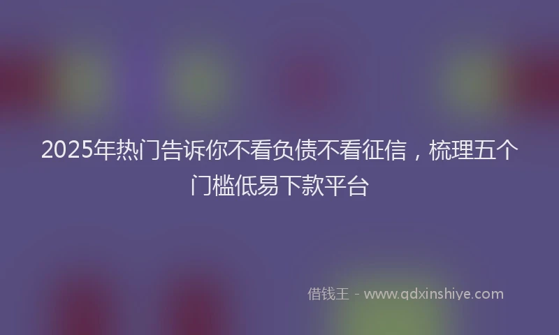 2025年热门告诉你不看负债不看征信，梳理五个门槛低易下款平台