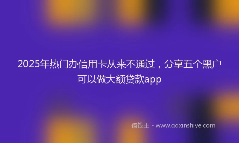 2025年热门办信用卡从来不通过，分享五个黑户可以做大额贷款app