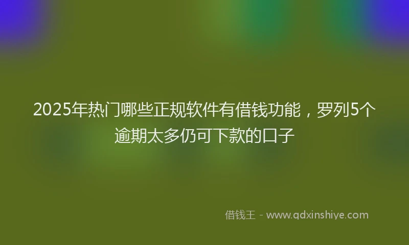 2025年热门哪些正规软件有借钱功能，罗列5个逾期太多仍可下款的口子