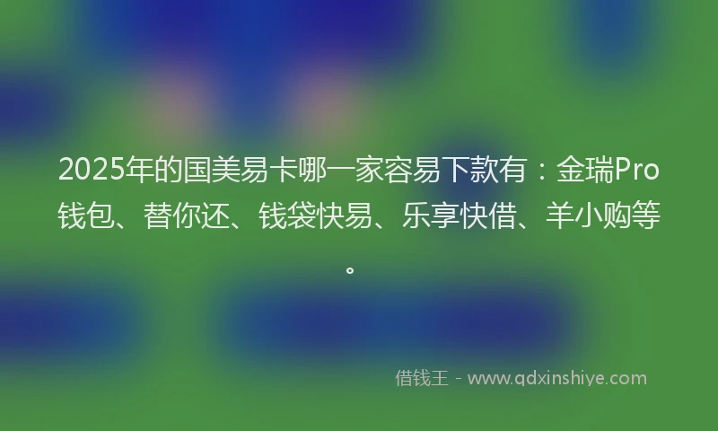 2025年的国美易卡哪一家容易下款有：金瑞Pro钱包、替你还、钱袋快易、乐享快借、羊小购等。