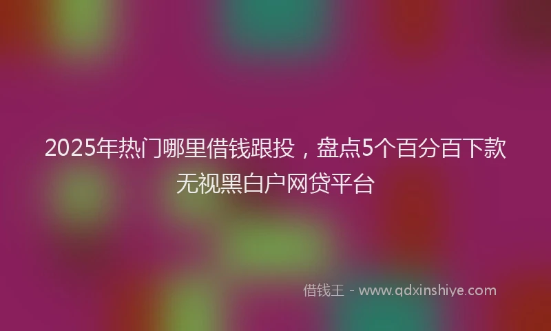 2025年热门哪里借钱跟投，盘点5个百分百下款无视黑白户网贷平台