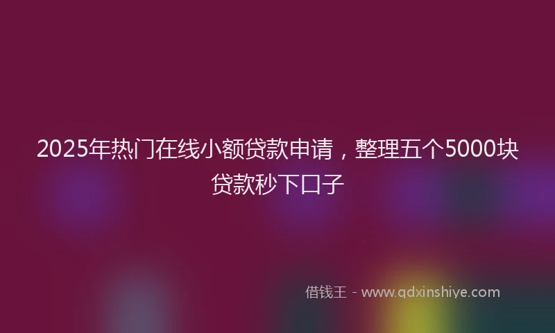 2025年热门在线小额贷款申请，整理五个5000块贷款秒下口子