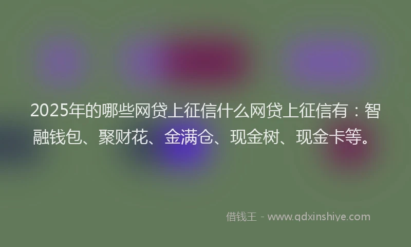 2025年的哪些网贷上征信什么网贷上征信有：智融钱包、聚财花、金满仓、现金树、现金卡等。