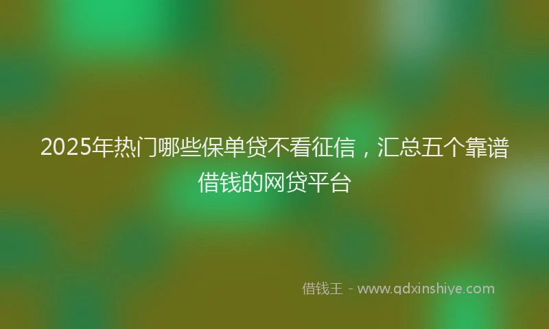 2025年热门哪些保单贷不看征信，汇总五个靠谱借钱的网贷平台