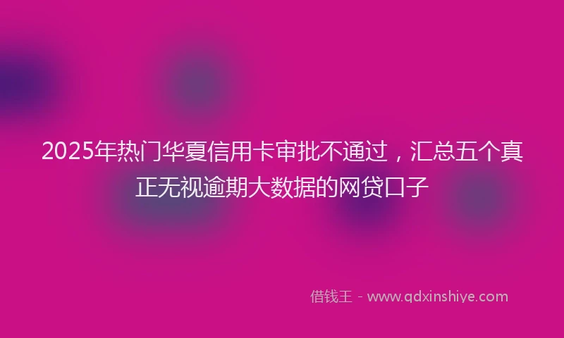 2025年热门华夏信用卡审批不通过，汇总五个真正无视逾期大数据的网贷口子
