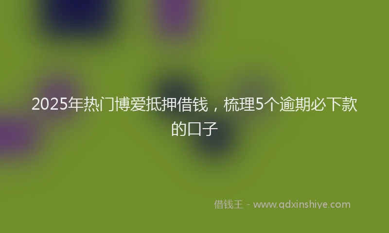 2025年热门博爱抵押借钱，梳理5个逾期必下款的口子