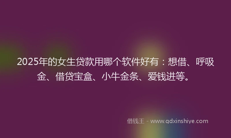2025年的女生贷款用哪个软件好有：想借、呼吸金、借贷宝盒、小牛金条、爱钱进等。