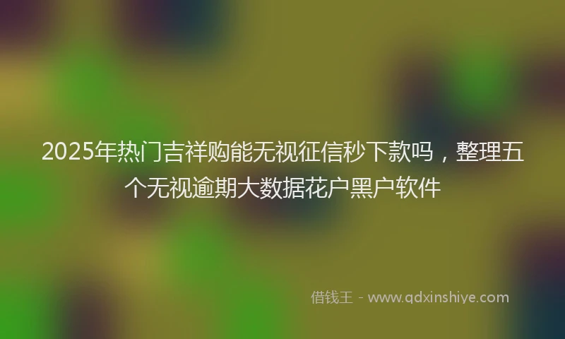 2025年热门吉祥购能无视征信秒下款吗，整理五个无视逾期大数据花户黑户软件