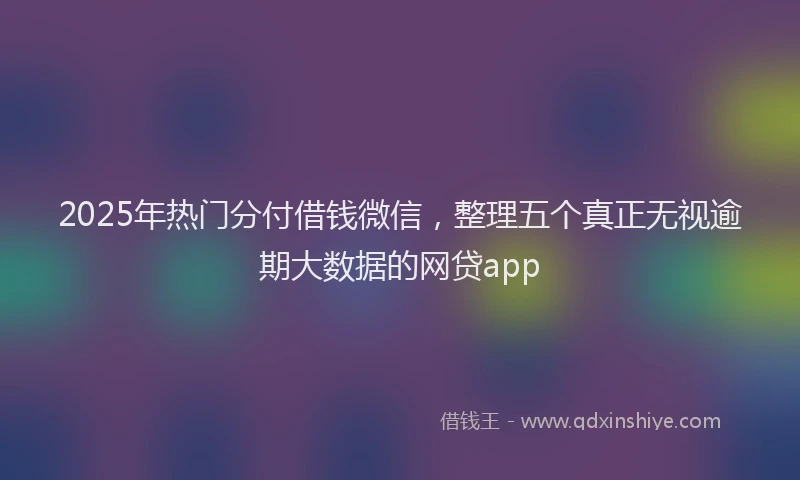2025年热门分付借钱微信，整理五个真正无视逾期大数据的网贷app