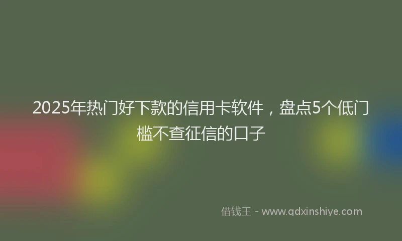 2025年热门好下款的信用卡软件，盘点5个低门槛不查征信的口子