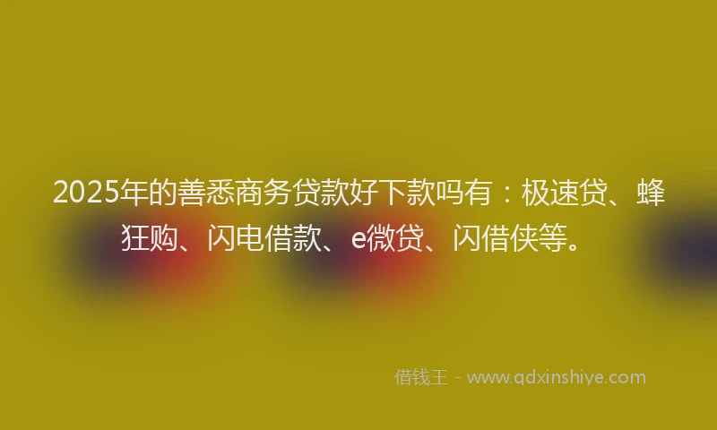 2025年的善悉商务贷款好下款吗有：极速贷、蜂狂购、闪电借款、e微贷、闪借侠等。