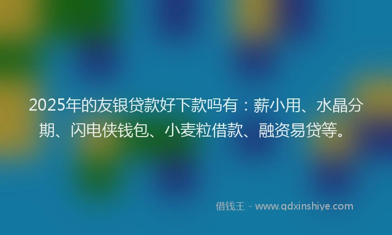 2025年的友银贷款好下款吗有：薪小用、水晶分期、闪电侠钱包、小麦粒借款、融资易贷等。