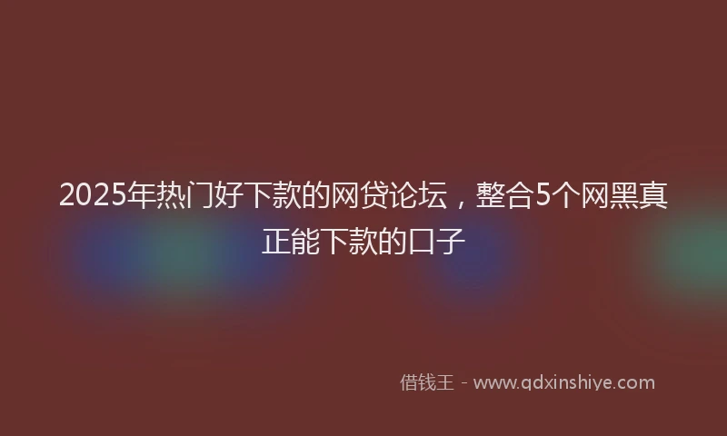 2025年热门好下款的网贷论坛，整合5个网黑真正能下款的口子
