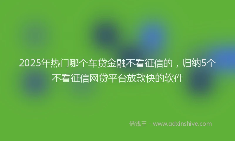 2025年热门哪个车贷金融不看征信的，归纳5个不看征信网贷平台放款快的软件