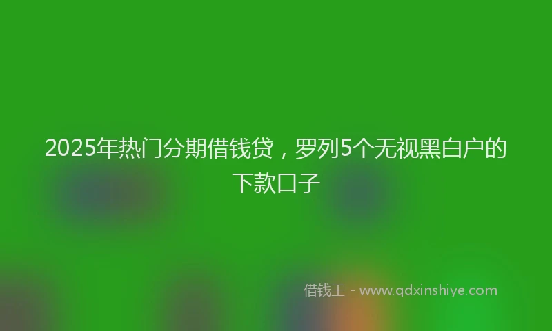2025年热门分期借钱贷，罗列5个无视黑白户的下款口子