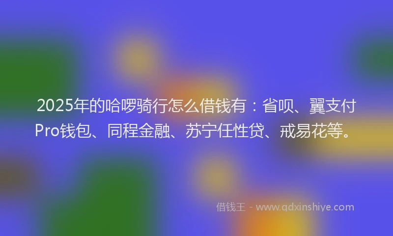 2025年的哈啰骑行怎么借钱有：省呗、翼支付Pro钱包、同程金融、苏宁任性贷、戒易花等。