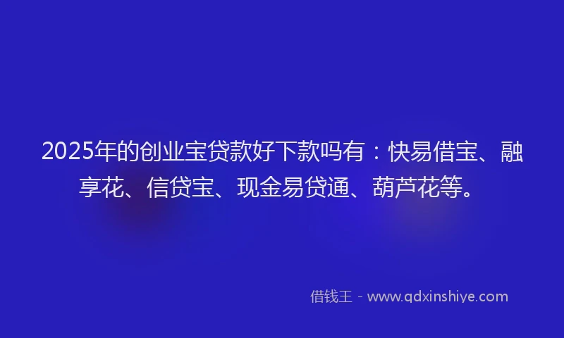 2025年的创业宝贷款好下款吗有：快易借宝、融享花、信贷宝、现金易贷通、葫芦花等。