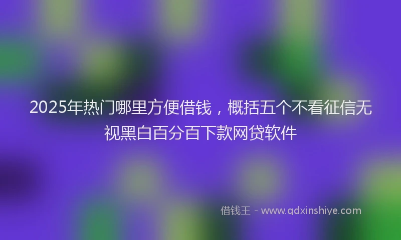 2025年热门哪里方便借钱，概括五个不看征信无视黑白百分百下款网贷软件