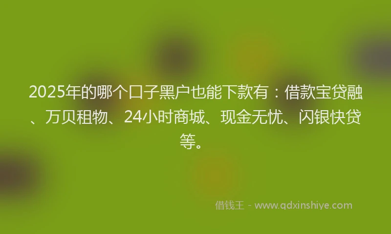 2025年的哪个口子黑户也能下款有：借款宝贷融、万贝租物、24小时商城、现金无忧、闪银快贷等。