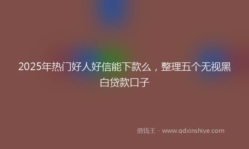 2025年热门好人好信能下款么，整理五个无视黑白贷款口子