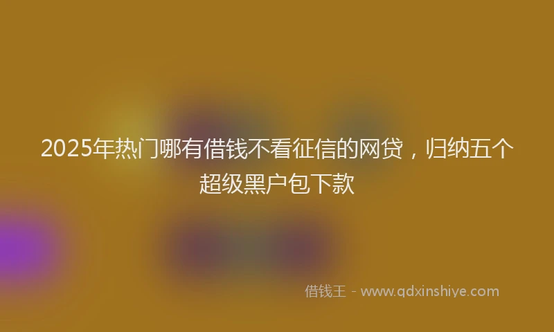 2025年热门哪有借钱不看征信的网贷，归纳五个超级黑户包下款