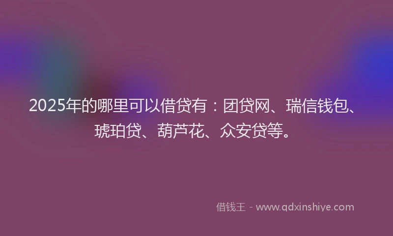 2025年的哪里可以借贷有：团贷网、瑞信钱包、琥珀贷、葫芦花、众安贷等。