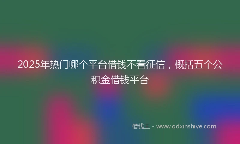 2025年热门哪个平台借钱不看征信，概括五个公积金借钱平台