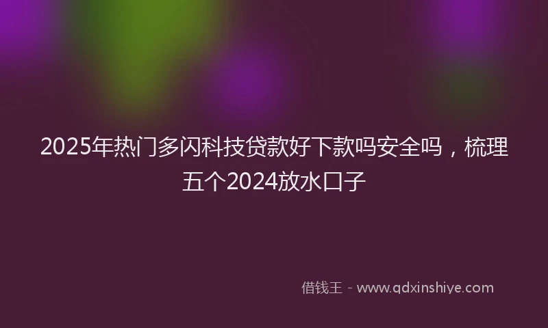 2025年热门多闪科技贷款好下款吗安全吗，梳理五个2024放水口子
