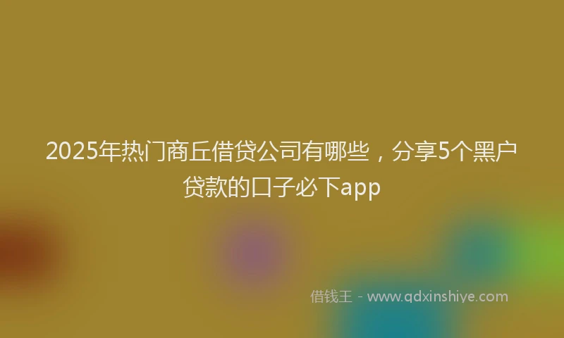 2025年热门商丘借贷公司有哪些，分享5个黑户贷款的口子必下app