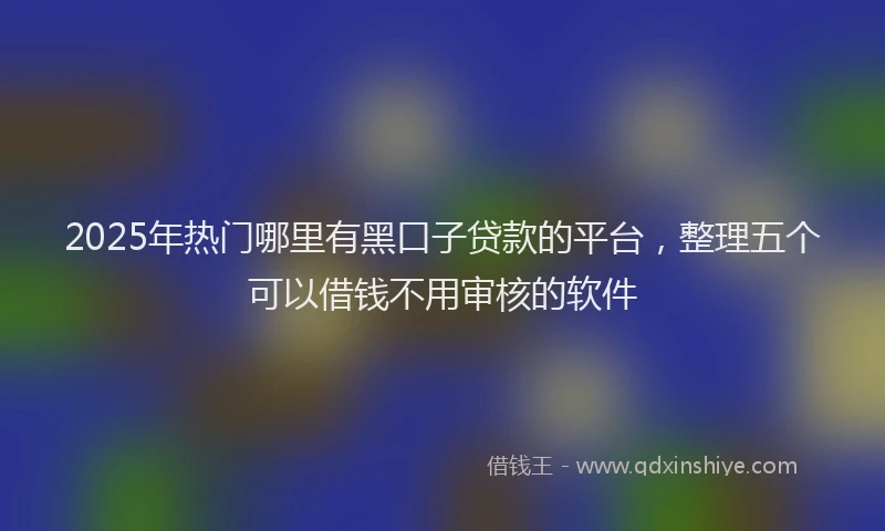 2025年热门哪里有黑口子贷款的平台，整理五个可以借钱不用审核的软件