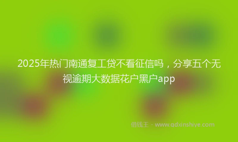 2025年热门南通复工贷不看征信吗，分享五个无视逾期大数据花户黑户app