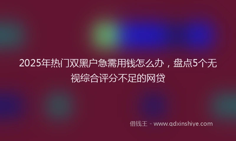 2025年热门双黑户急需用钱怎么办，盘点5个无视综合评分不足的网贷