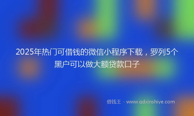 2025年热门可借钱的微信小程序下载，罗列5个黑户可以做大额贷款口子