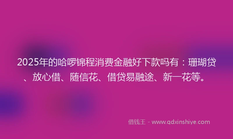2025年的哈啰锦程消费金融好下款吗有：珊瑚贷、放心借、随信花、借贷易融途、新一花等。