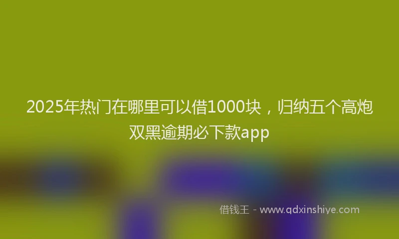 2025年热门在哪里可以借1000块，归纳五个高炮双黑逾期必下款app