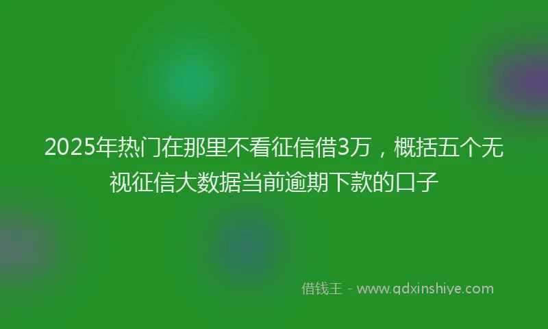 2025年热门在那里不看征信借3万，概括五个无视征信大数据当前逾期下款的口子