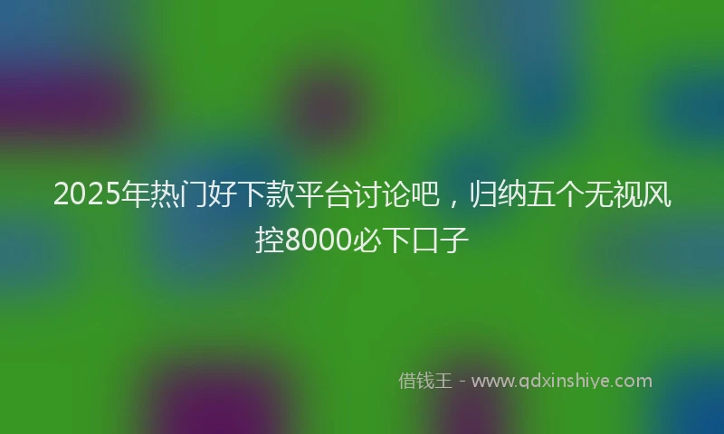 2025年热门好下款平台讨论吧，归纳五个无视风控8000必下口子