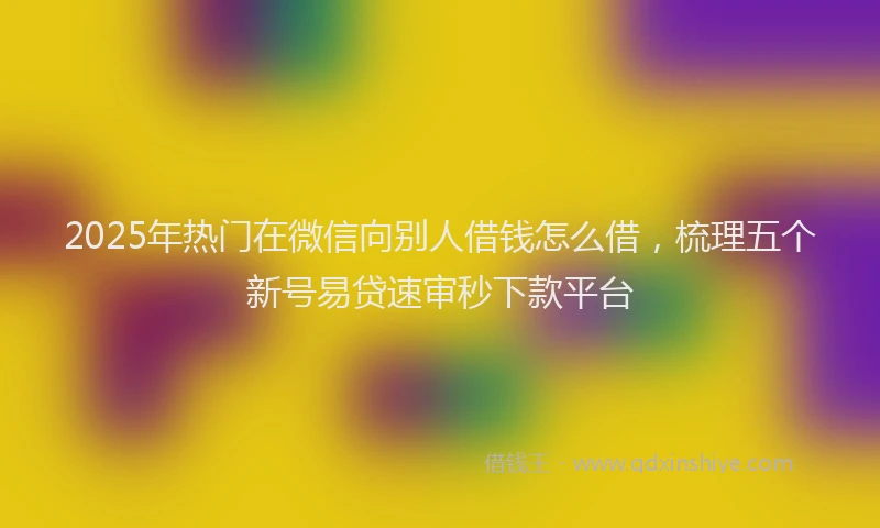 2025年热门在微信向别人借钱怎么借，梳理五个新号易贷速审秒下款平台